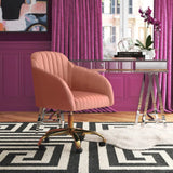 Baby Pink Tufted Velvet Comfy Armchair with Golden Legs