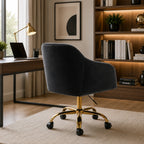 Refined Black Tufted Velvet Premium Armchair with Golden Legs