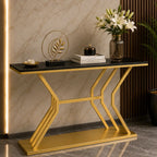 Refined Luxury Black Marble Hallway Console Table