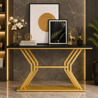 Refined Luxury Black Marble Hallway Console Table