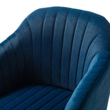 Blue Tufted Velvet Premium Armchair with Golden Legs