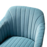  Blue Velvet Comfy Armchair with Golden Legs