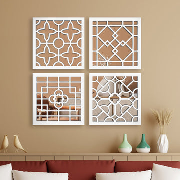 Regal Wooden Craft Mirror Wall Art Set of 4