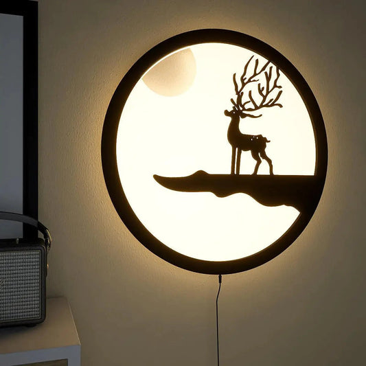 Reindeer Designer Backlit Wooden Wall Decor with LED Night Light