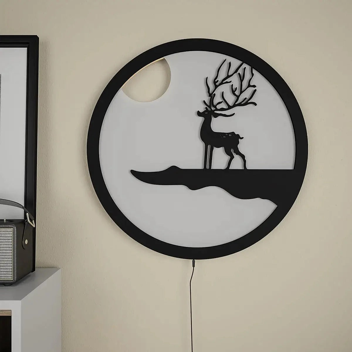 Reindeer Designer Backlit Wooden Wall Decor with LED Night Light