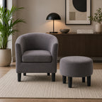 Rich Brown Comfy Round Back Velvet Accent Chair with Footrest