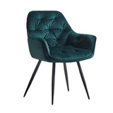 Emerald Color Comfy Padded Tufted Velvet Lounge Chair