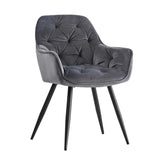 Rich Grey Color Comfy Padded Tufted Velvet Lounge Chair