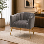 Rich Grey Tufted Velvet Sofa Lounge Chair