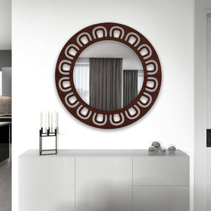 Round Shape Unique Design Wooden Wall Mirror