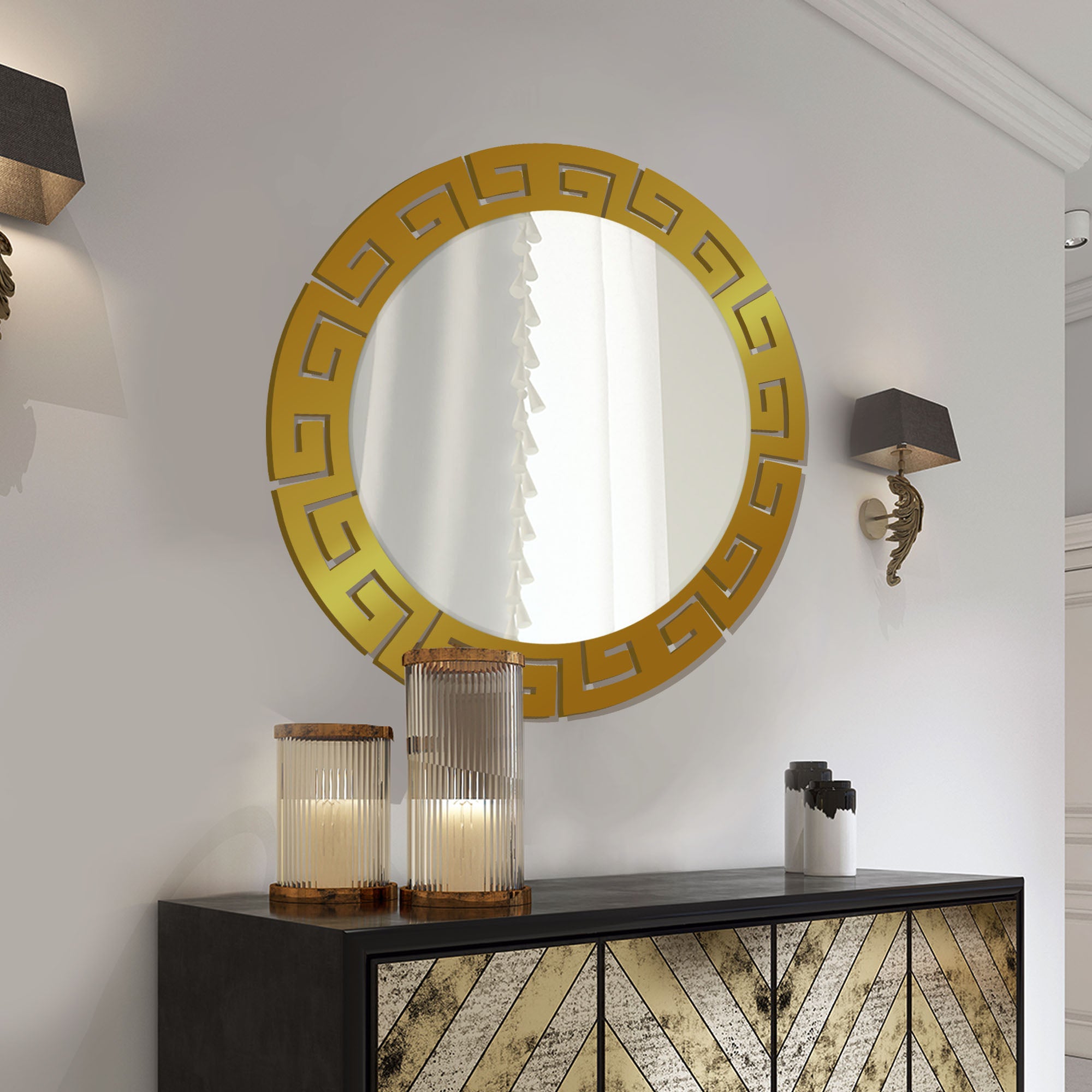 Wall Mirror With Gold Texture
