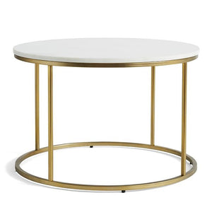  White Marble Round Shaped Golden Stand Center Table