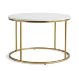  White Marble Round Shaped Golden Stand Center Table