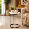 Round White Marble Designer Side Table