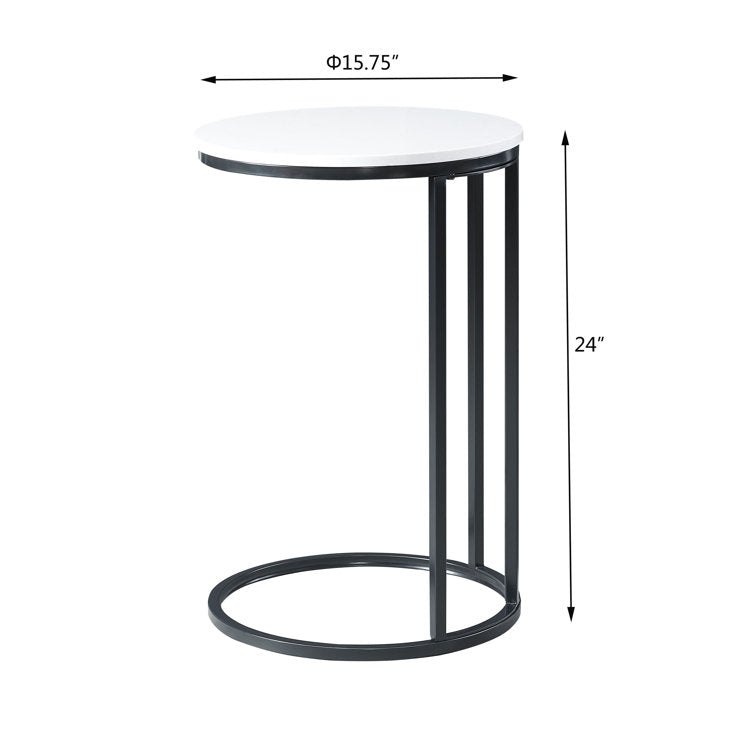 Round White Marble Designer Side Table