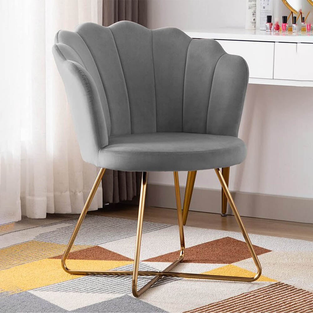 Rounded Back Grey Velvet Premium Accent Chair