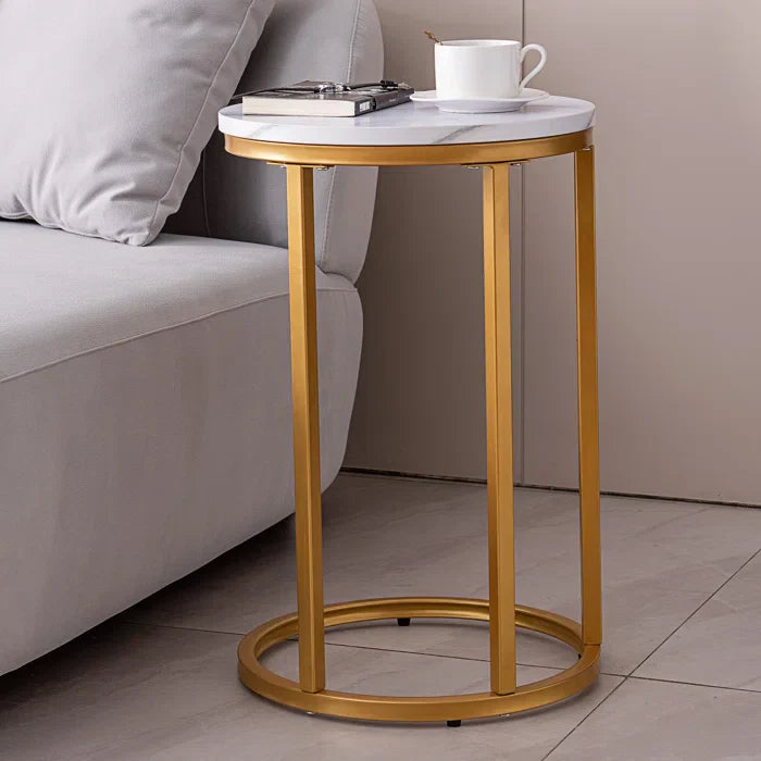 Rounded Shaped Golden Metal End Side Table