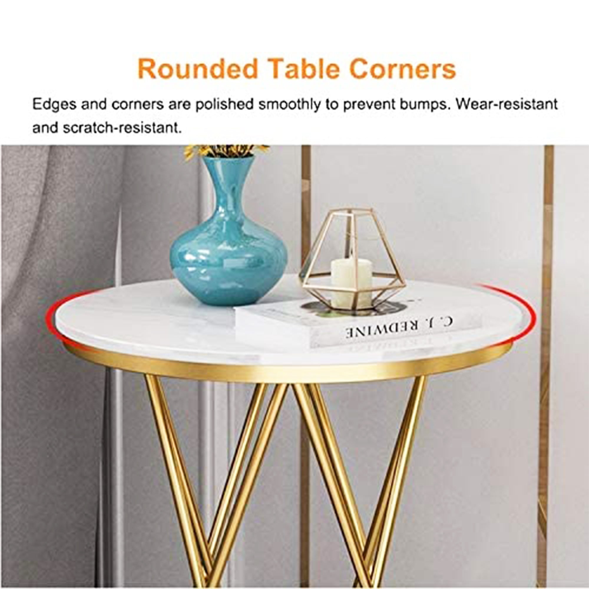 Rounded Side End Designer Golden Metal Finish Side Table – Vibecrafts