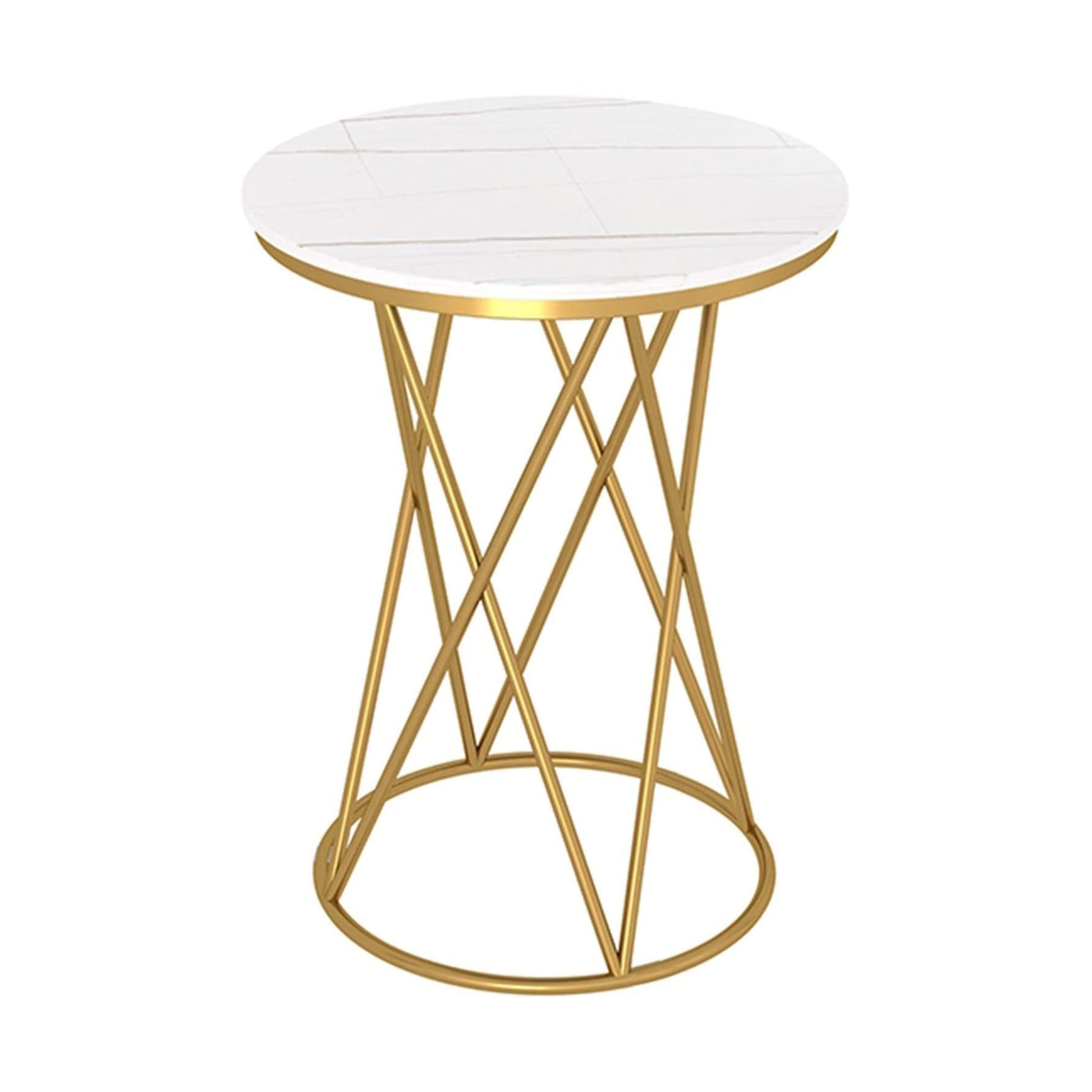 Rounded Side End Designer Golden Metal Finish Side Table