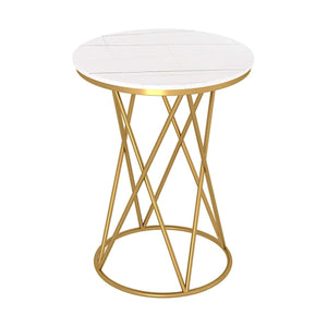 Rounded Side End Designer Golden Metal Finish Side Table