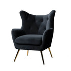 Black Comfortable Tufted Velvet Sofa Lounge Chair