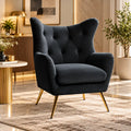 Royal Black Comfortable Tufted Velvet Sofa Lounge Chair