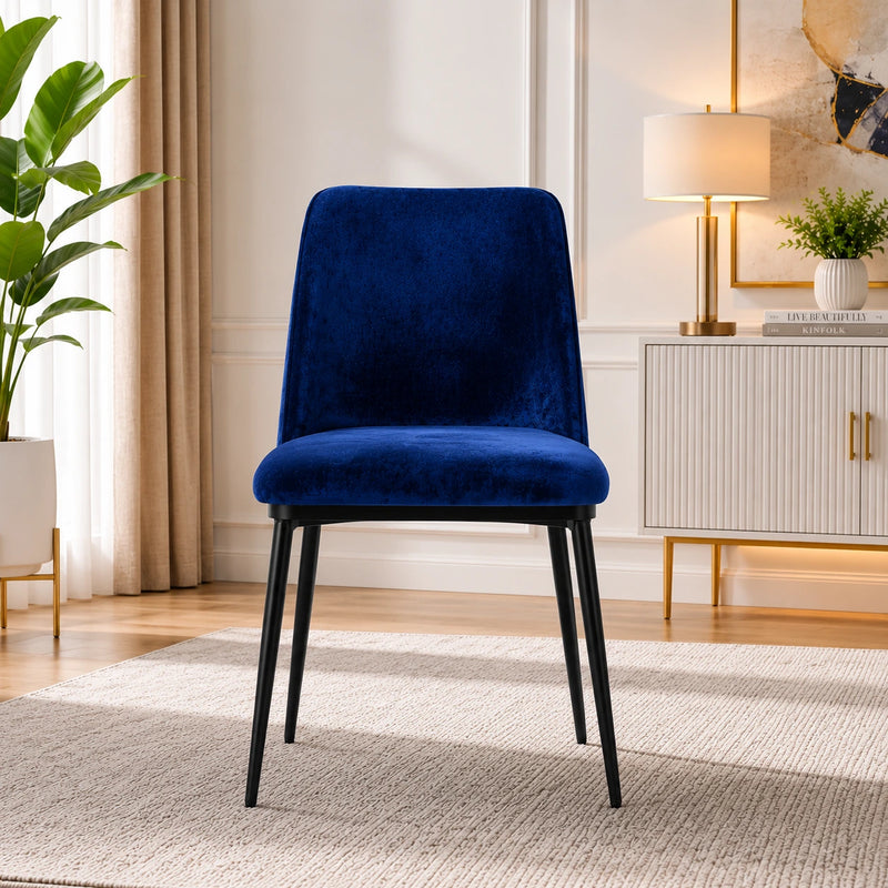 Royal Blue Color Velvet & Iron Dining Chair