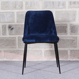 Blue Color Velvet & Iron Dining Chair