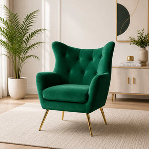 Royal Green Comfortable Tufted Velvet Sofa Lounge Chair
