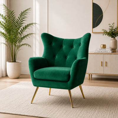 Royal Green Comfortable Tufted Velvet Sofa Lounge Chair