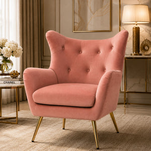 Royal Pink Comfortable Tufted Velvet Sofa Lounge Chair