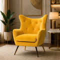 Royal Yellow Comfortable Tufted Velvet Sofa Lounge Chair