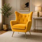 Royal Yellow Comfortable Tufted Velvet Sofa Lounge Chair
