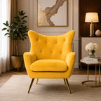 Royal Yellow Comfortable Tufted Velvet Sofa Lounge Chair