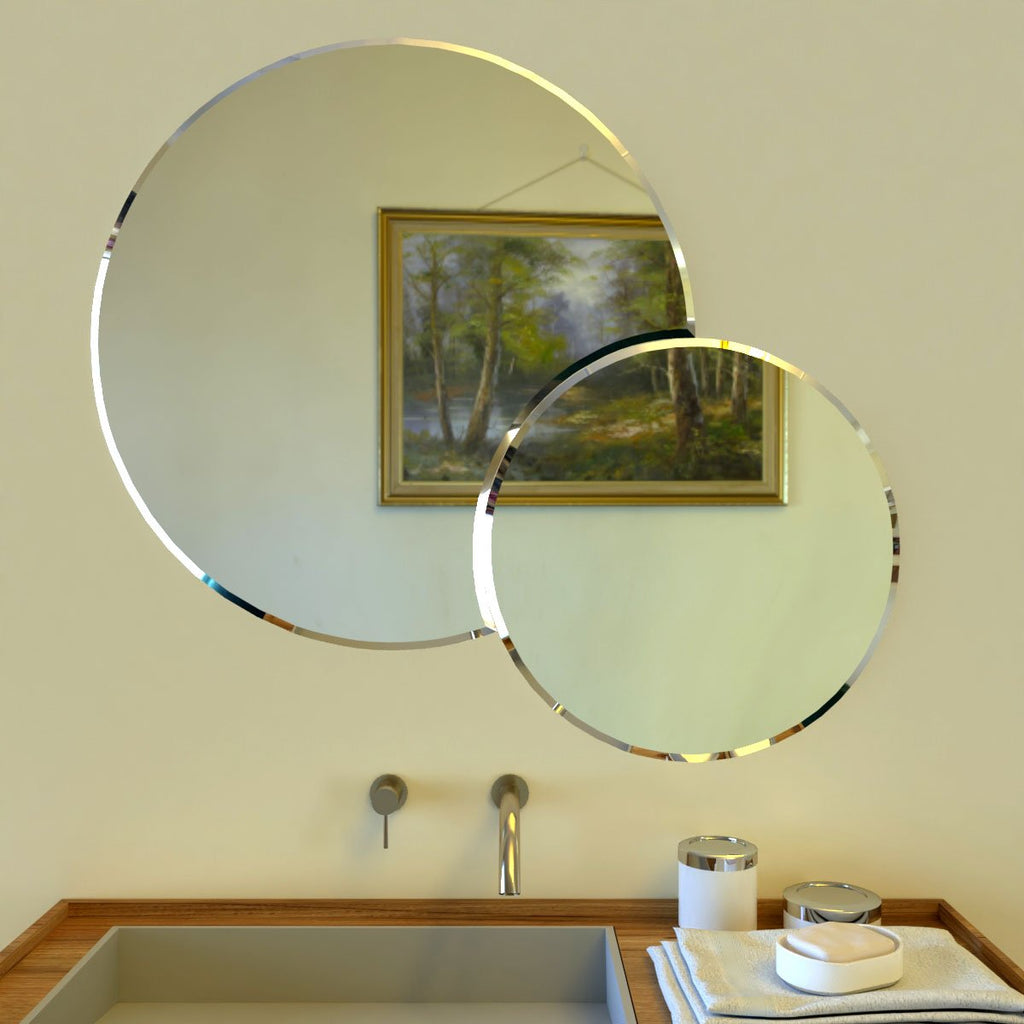 Scandinavian Frameless Beveled Dual Round Bathroom Mirror