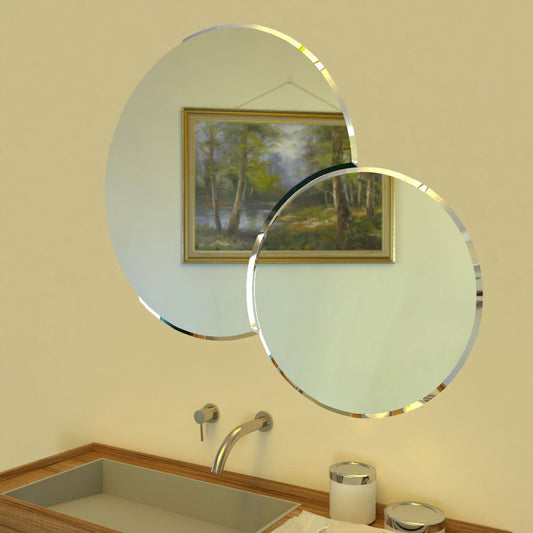 Scandinavian Frameless Beveled Dual Round Bathroom Mirror