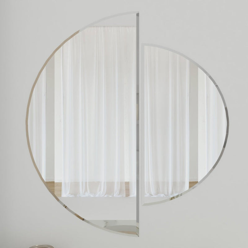  Frameless Beveled Semi Circle Mirror