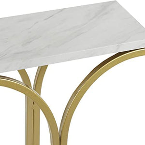 Sleek Entryway Elegance Rectangular White Marble Console Table