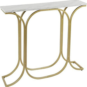 Sleek Entryway Elegance Rectangular White Marble Console Table