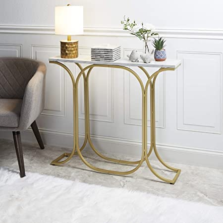 Sleek Entryway Elegance Rectangular White Marble Console Table