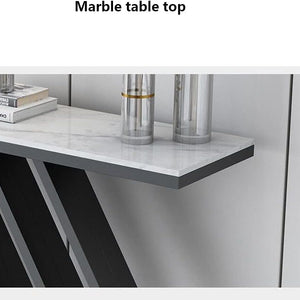 Sleek Sophistication White Marble Black Console Table