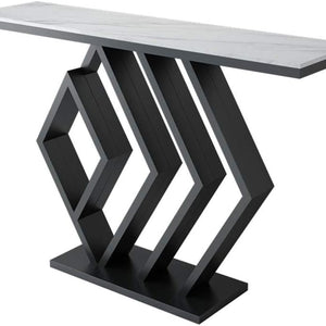 Sleek Sophistication White Marble Black Console Table