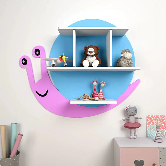 Snail Shape Wooden Wall Storage Shelf for Kids