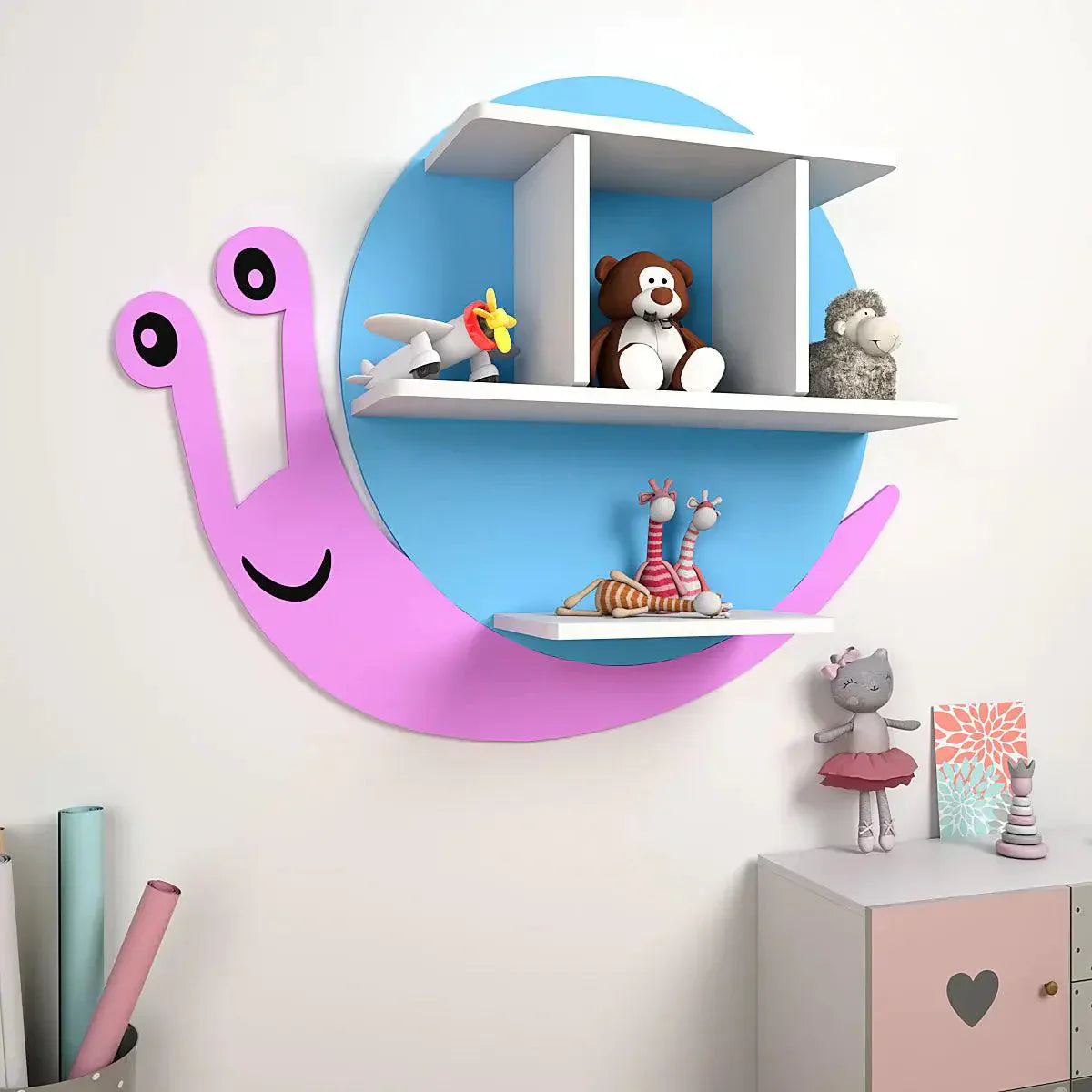 Shape Wooden Wall Storage Shelf for Kids