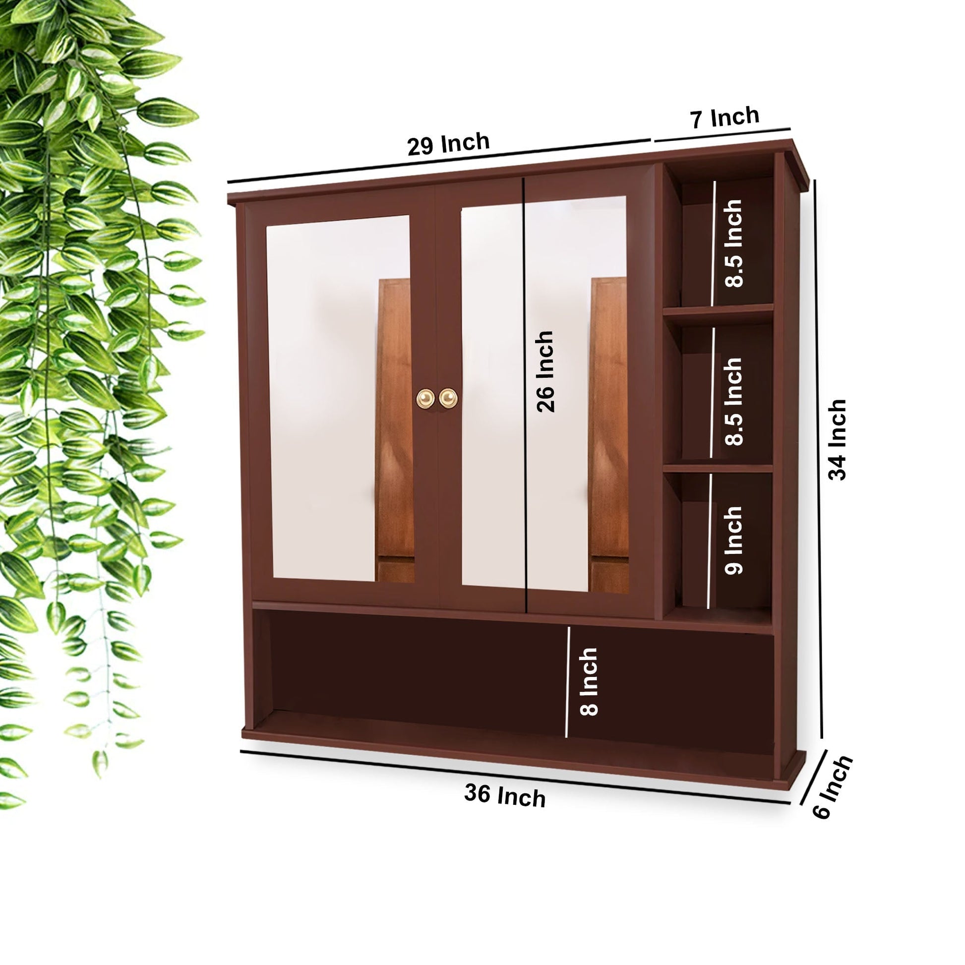 6 Spacious Shelves with Wooden Brown Finish