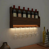 Design Backlit MDF Mini Bar Shelf in Walnut Finish