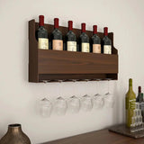  Backlit MDF Mini Bar Shelf in Walnut Finish