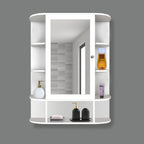 Spacious Wooden Bathroom Mirror Cabinet with 13 Shelves with White Finish