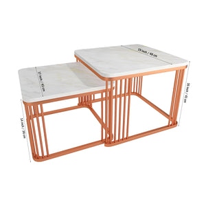 Square Copper Tethered Nesting Table Set of 2