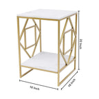 Square Geometric Rhombus Frame End  Side Table with Golden Metal Finish